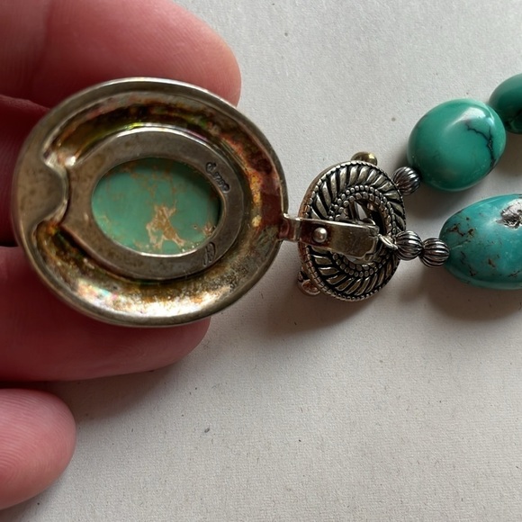 Sincerely Southwest Necklace Turquoise Stone Carolyn Pollack Chunky Sterling - Picture 6 of 12